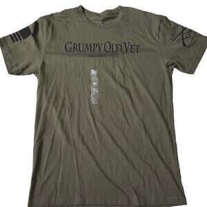 Grunt Style Men’s MD Grumpy Old Vet I Do What I Want Graphic Army Green T-shirt
